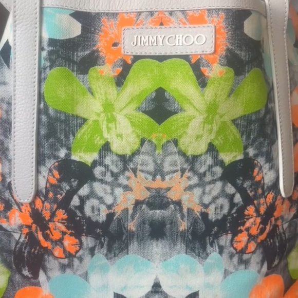 Jimmy Choo Sara Canvas Orchid Tote Bag LIKE NEW! - Picture 2 of 13